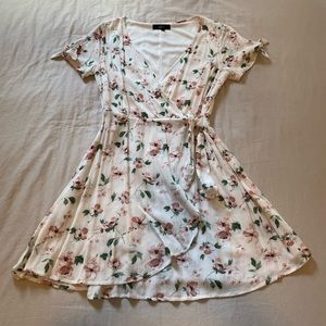 Lulus White Floral Wrap Dress